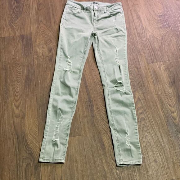 Refuge pale green distressed skinny jeans mid rise stretch jeans‎ - Picture 1 of 8